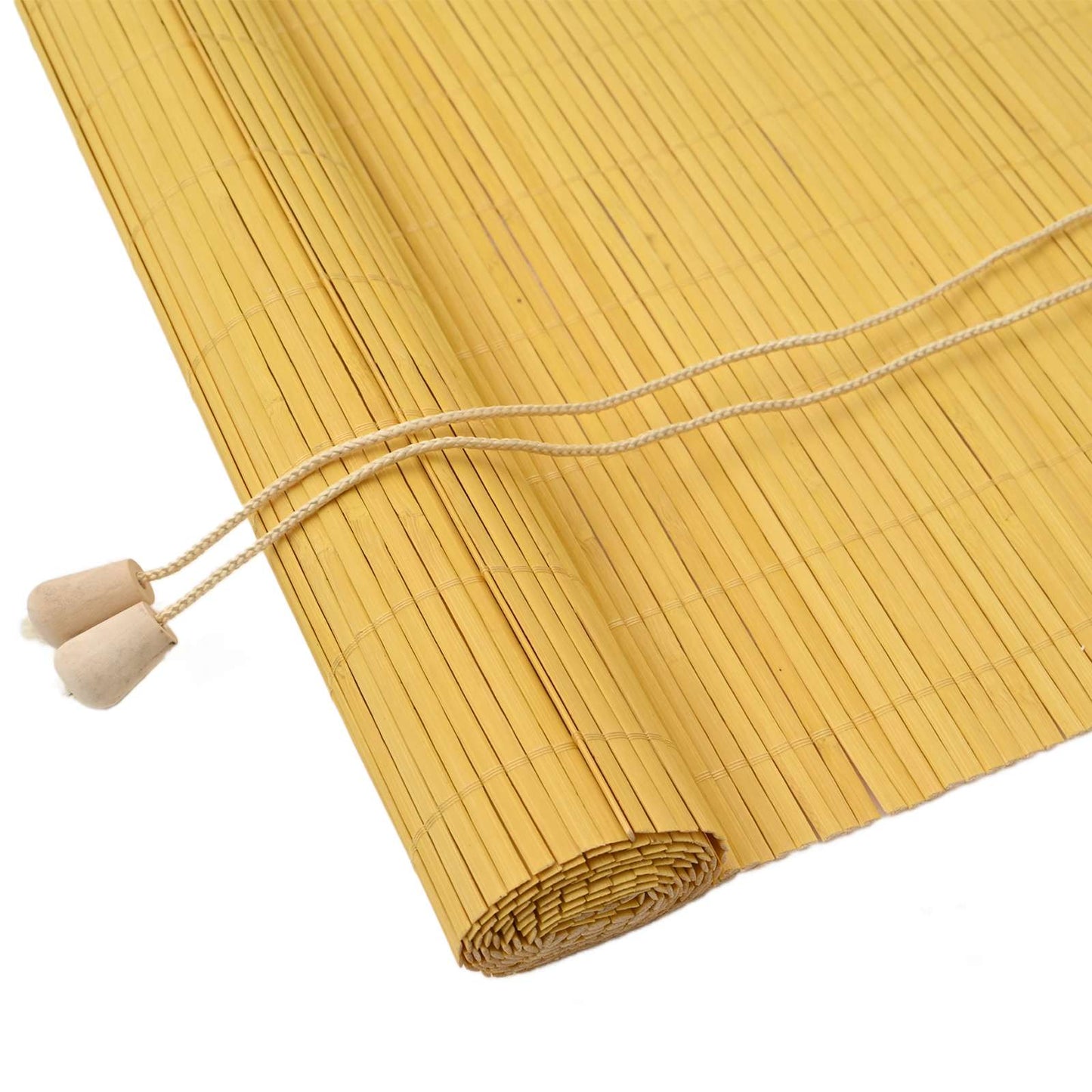 Vidaxxl store enrouleur avec rideaux jaune 90 x 220 cm bambou