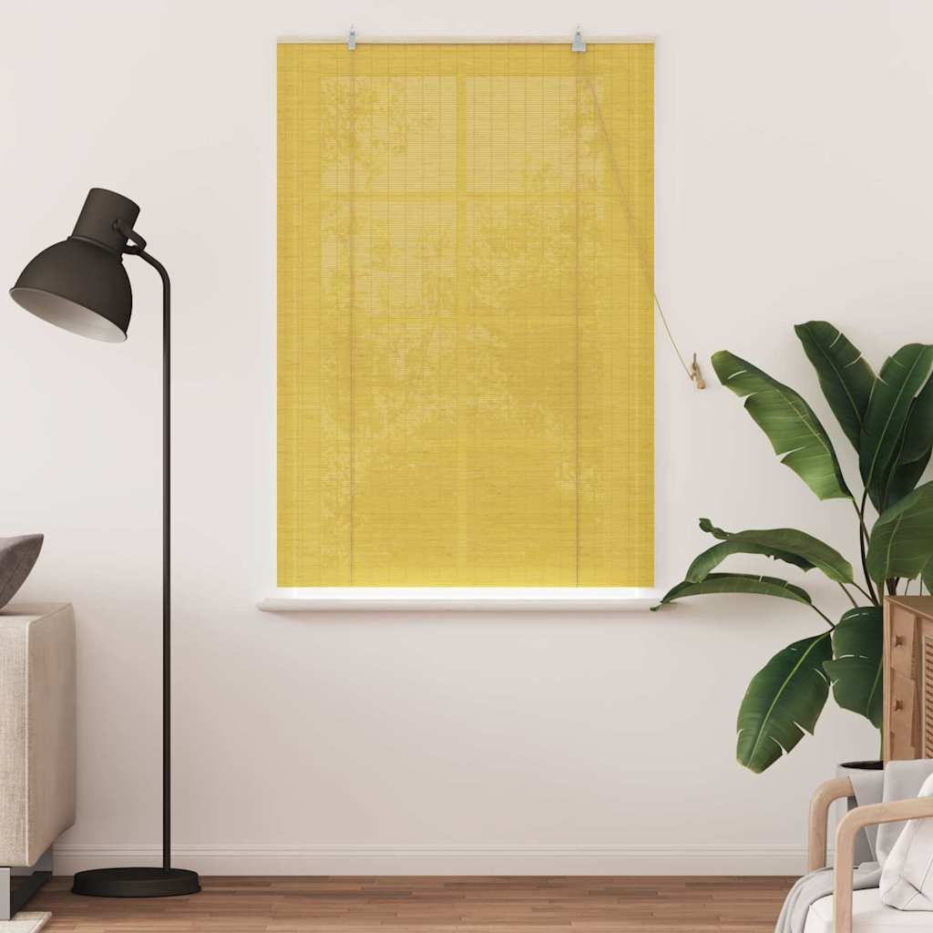Vidaxxl store enrouleur avec rideaux jaune 100 x 160 cm bambou