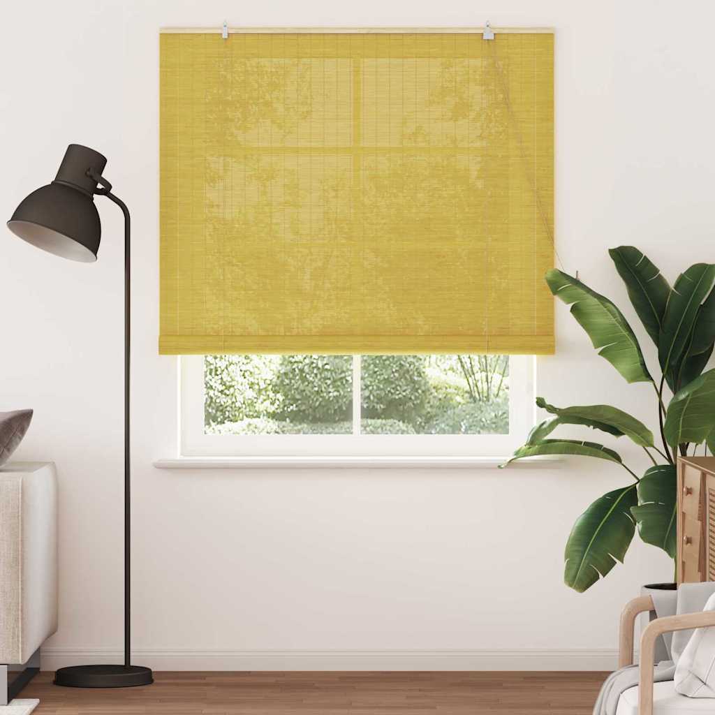 Vidaxxl store enrouleur avec rideaux jaune 140 x 220 cm bambou