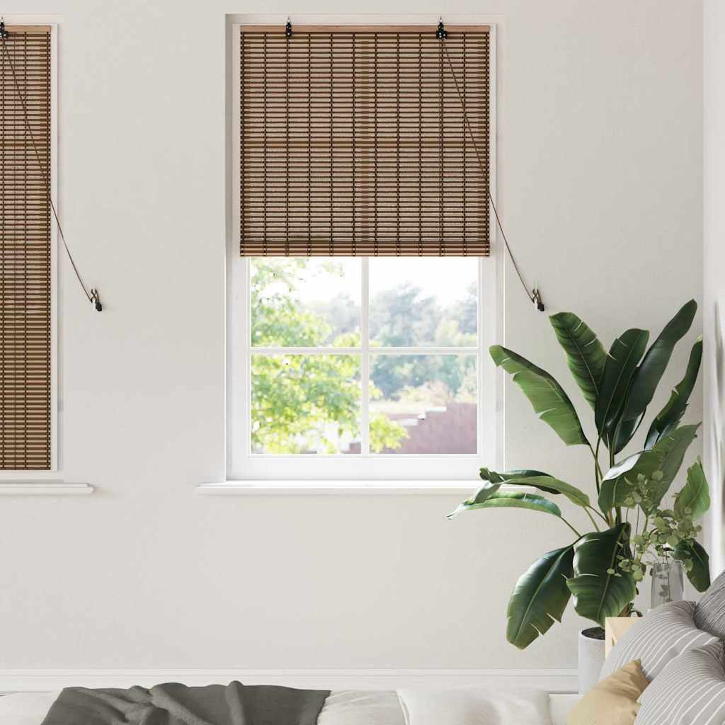 VidaXL store enrouleur avec rideaux marron 90 x 160 cm bambou