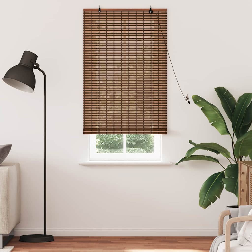 VidaXL store enrouleur avec rideaux marron 90 x 220 cm bambou