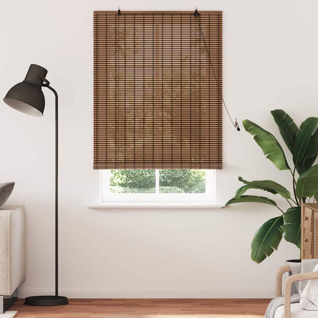 VidaXL store enrouleur avec rideaux marron 100 x 220 cm bambou