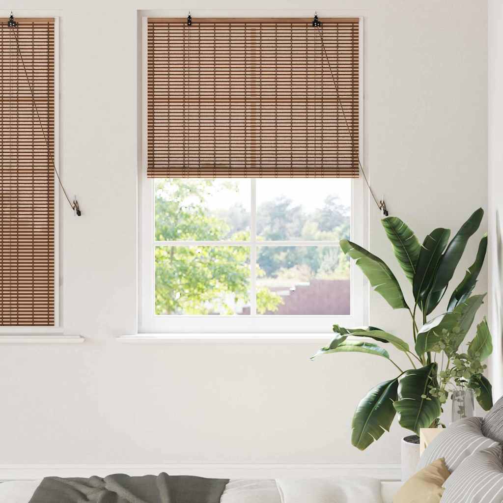 VidaXL store enrouleur avec rideaux marron 110 x 160 cm bambou
