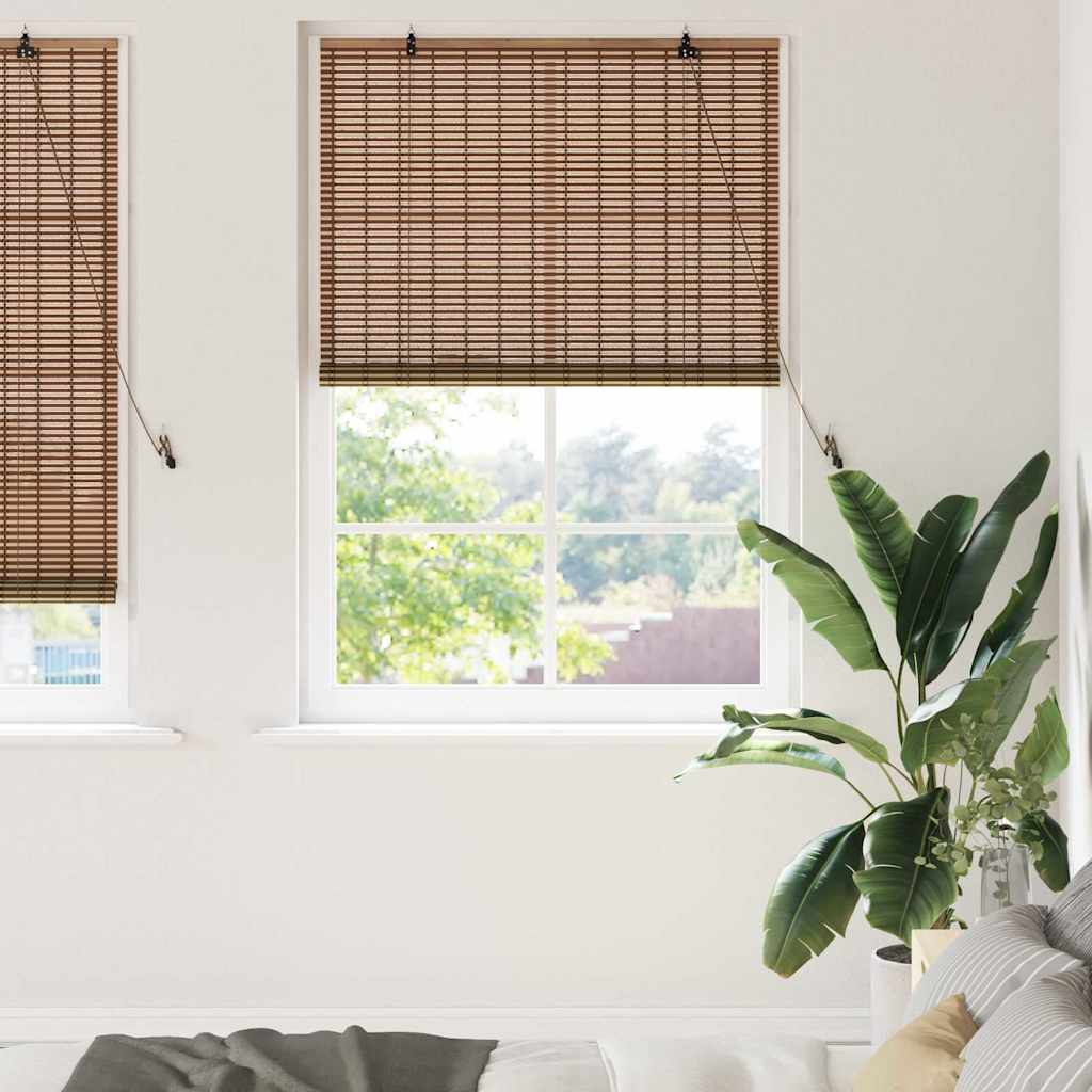 VidaXL store enrouleur avec rideaux marron 110 x 220 cm bambou