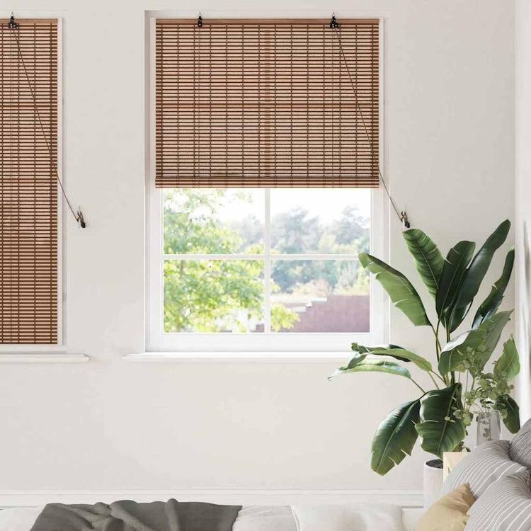 VidaXL store enrouleur avec rideaux marron 120 x 160 cm bambou