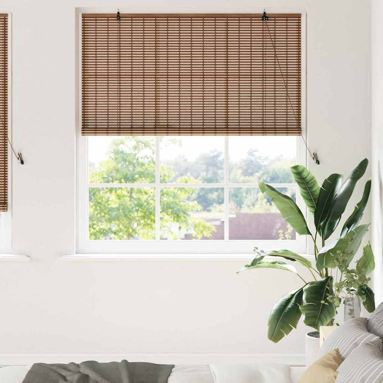 Vidaxx store enrouleur avec rideaux marron 140 x 220 cm bambou