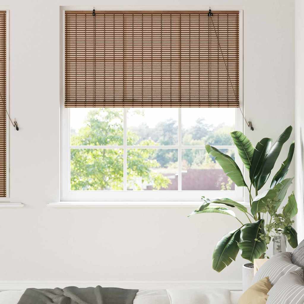 VidaXL store enrouleur avec rideaux marron 150 x 160 cm bambou