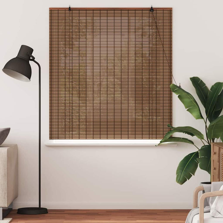 VidaXL store enrouleur avec rideaux marron 150 x 160 cm bambou