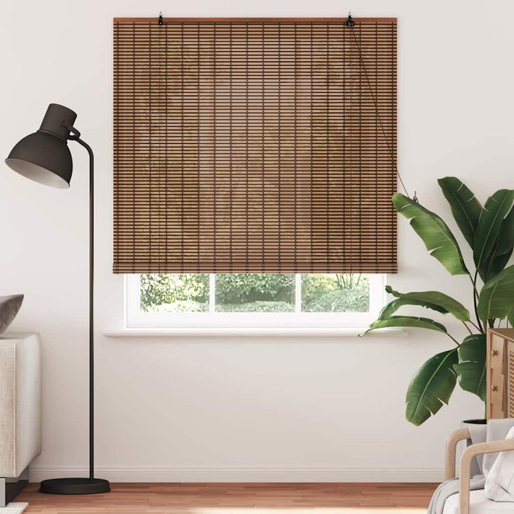 VidaXL store enrouleur avec rideaux marron 150 x 220 cm bambou
