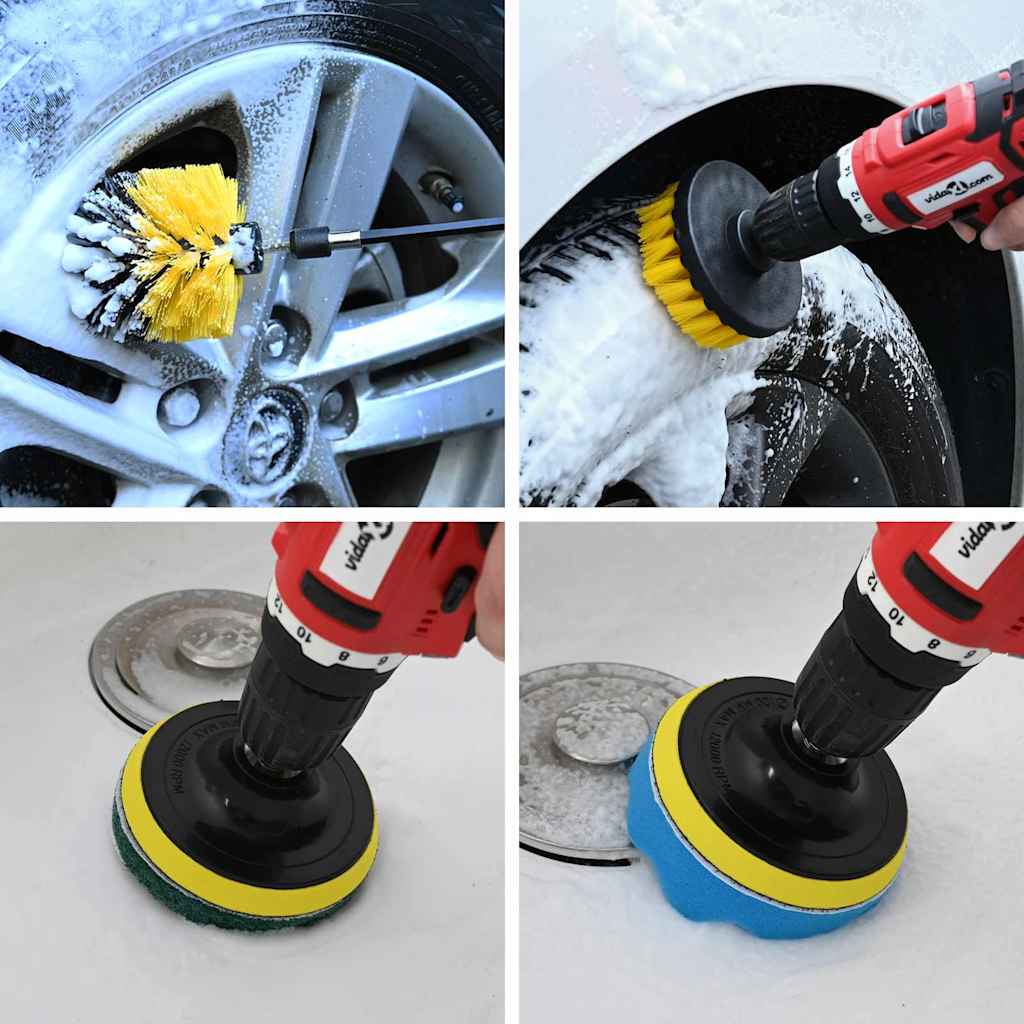 Vidaxxl ensemble de brosses pour voiture en polyrotin multicolore
