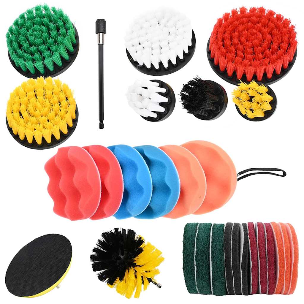 Vidaxxl ensemble de brosses pour voiture en polyrotin multicolore