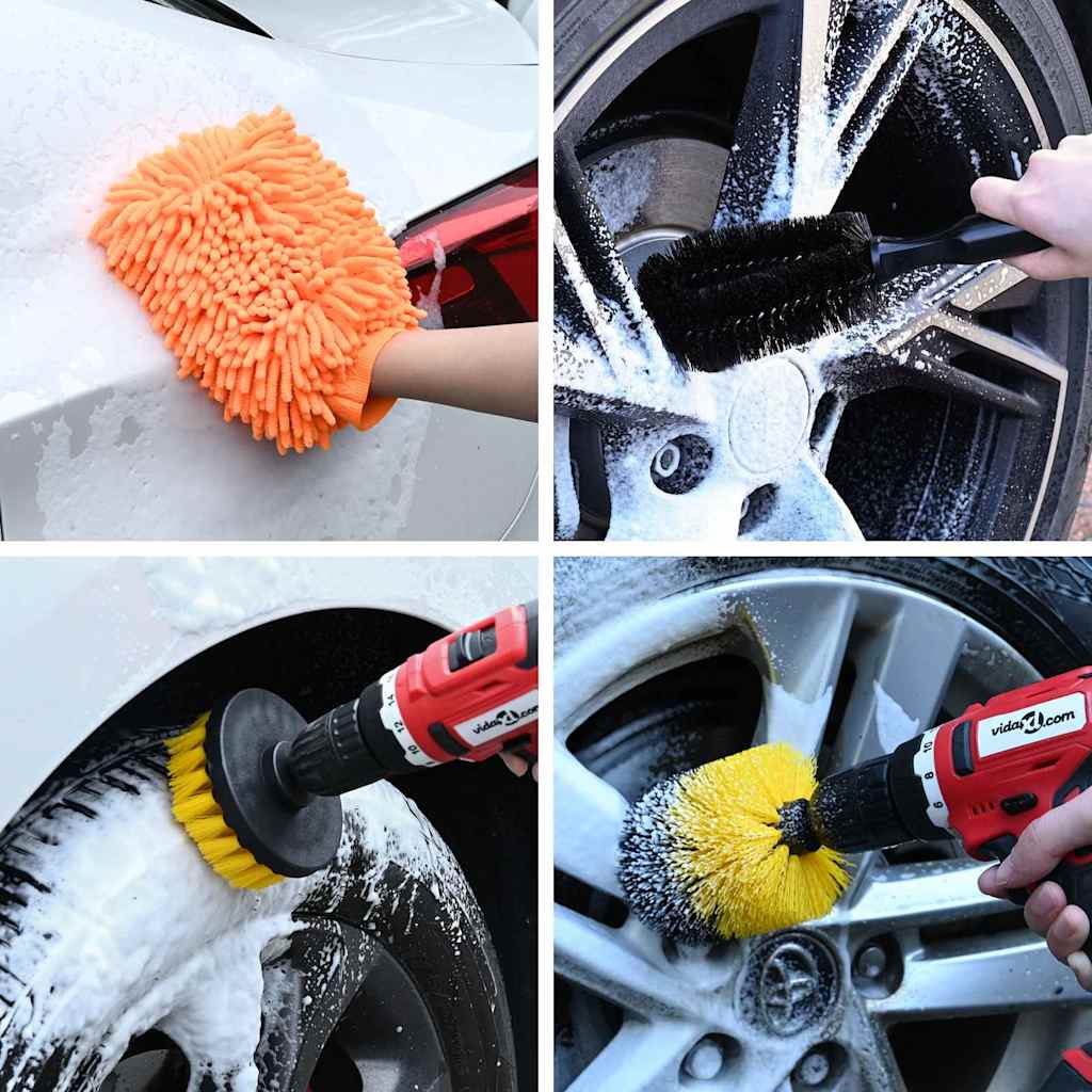 Vidaxxl ensemble de brosses pour voiture en polyrotin multicolore