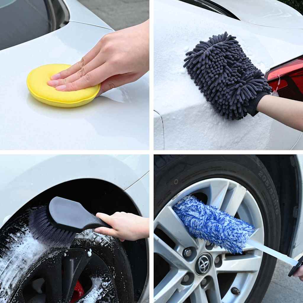 Vidaxxl ensemble de brosses pour voiture en polyrotin multicolore