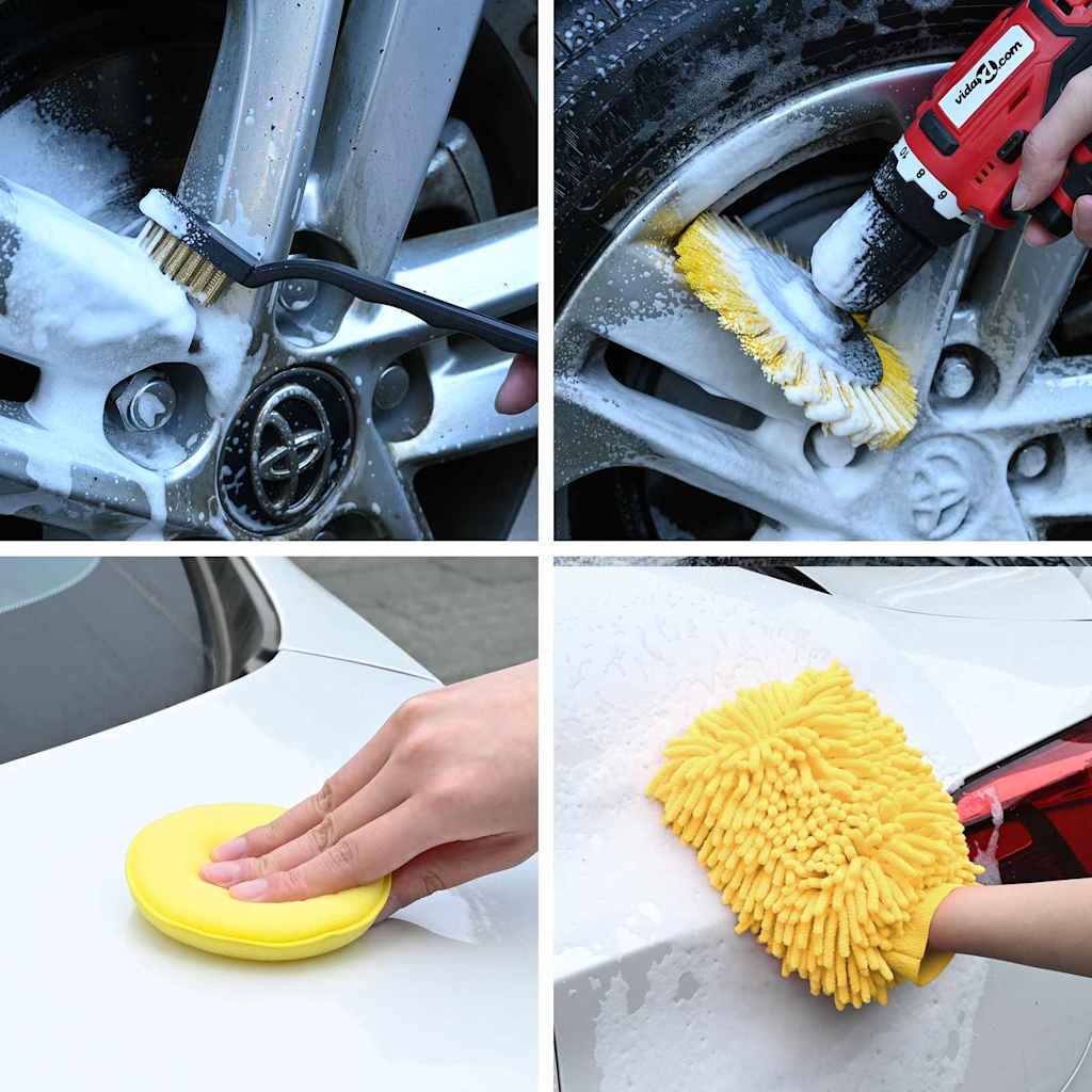 Vidaxxl ensemble de brosses pour voiture en polyrotin multicolore