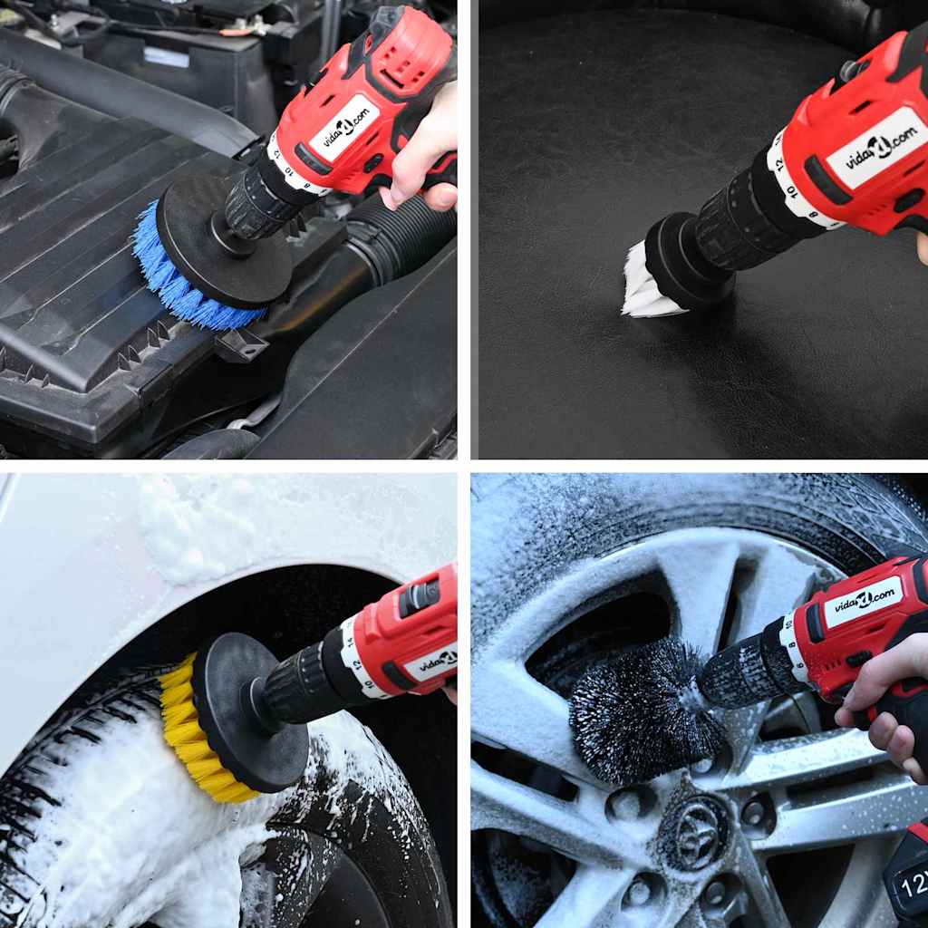 Vidaxxl ensemble de brosses pour voiture en polyrotin multicolore