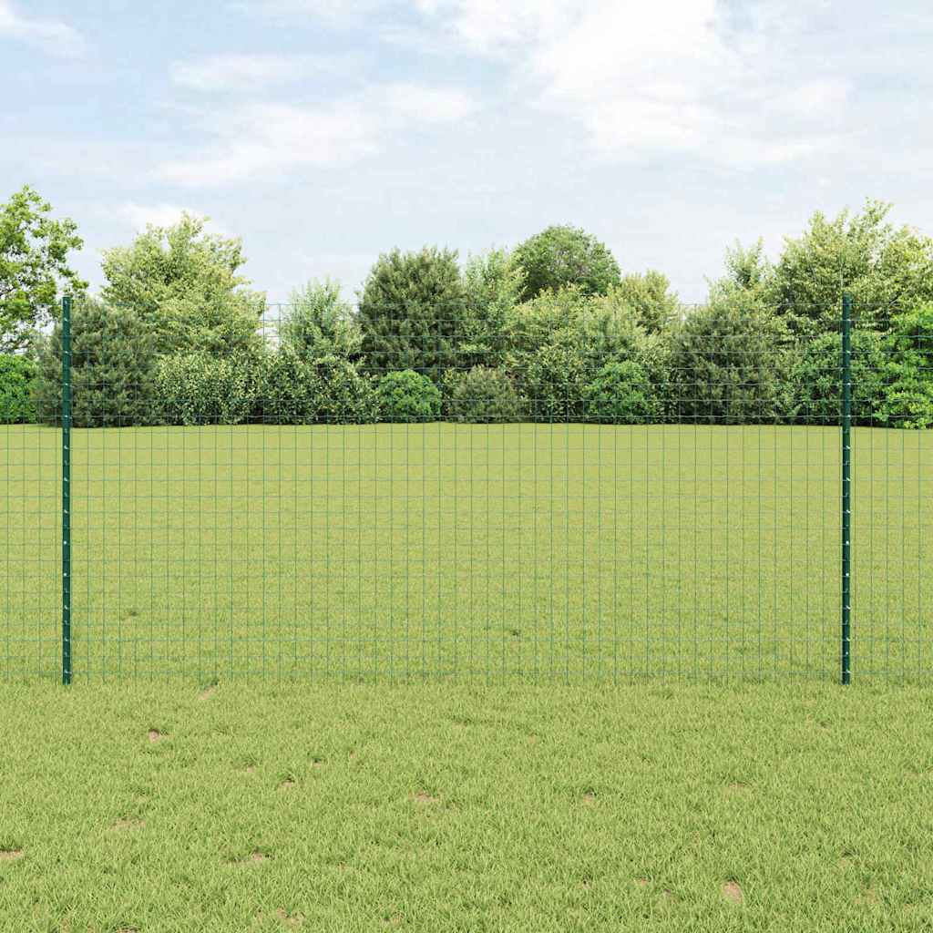 Vidaxl poteau de clôture 22 pcs vert 160 cm acier