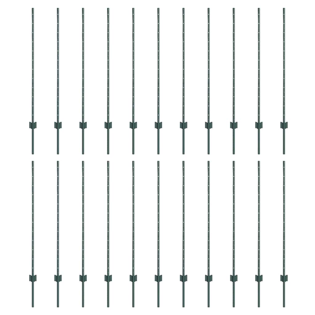 Vidaxl poteau de clôture 22 pcs vert 160 cm acier