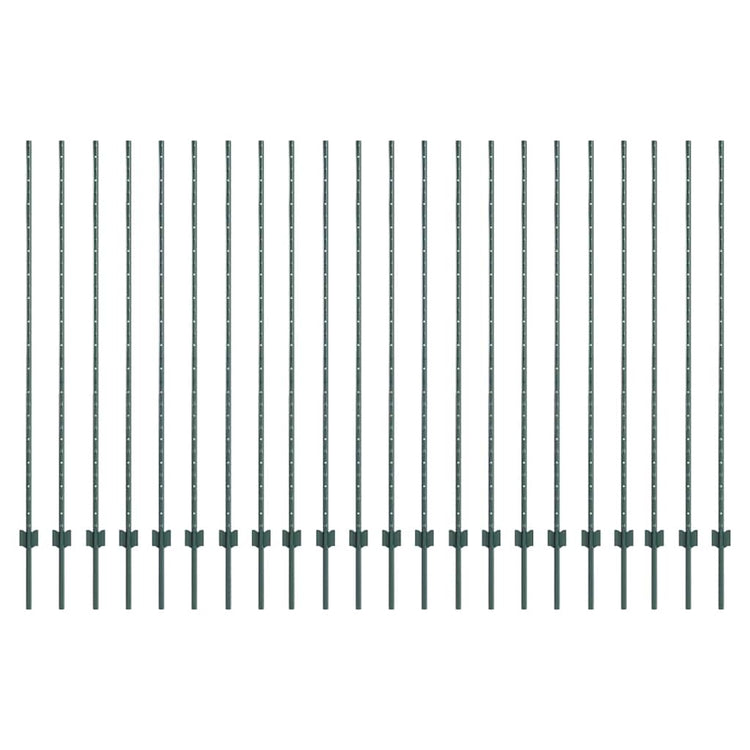 Vidaxl poteau de clôture 22 pcs vert 200 cm acier