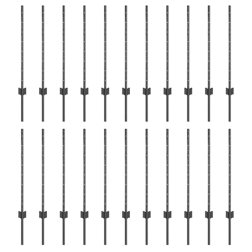 Vidaxl poteau de clôture 22 pcs gris 120 cm acier