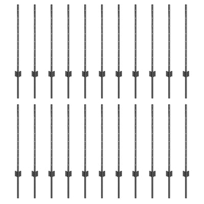 Vidaxl poteau de clôture 22 pcs gris 120 cm acier