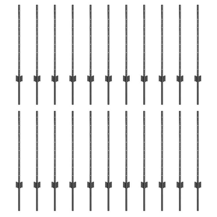 Vidaxl poteau de clôture 22 pcs gris 120 cm acier