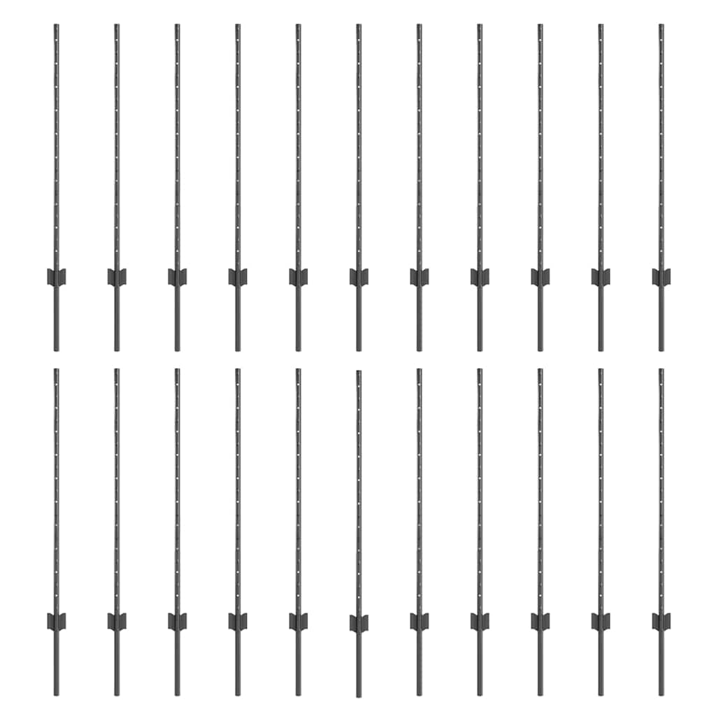 Vidaxl poteau de clôture 22 pcs gris 140 cm acier