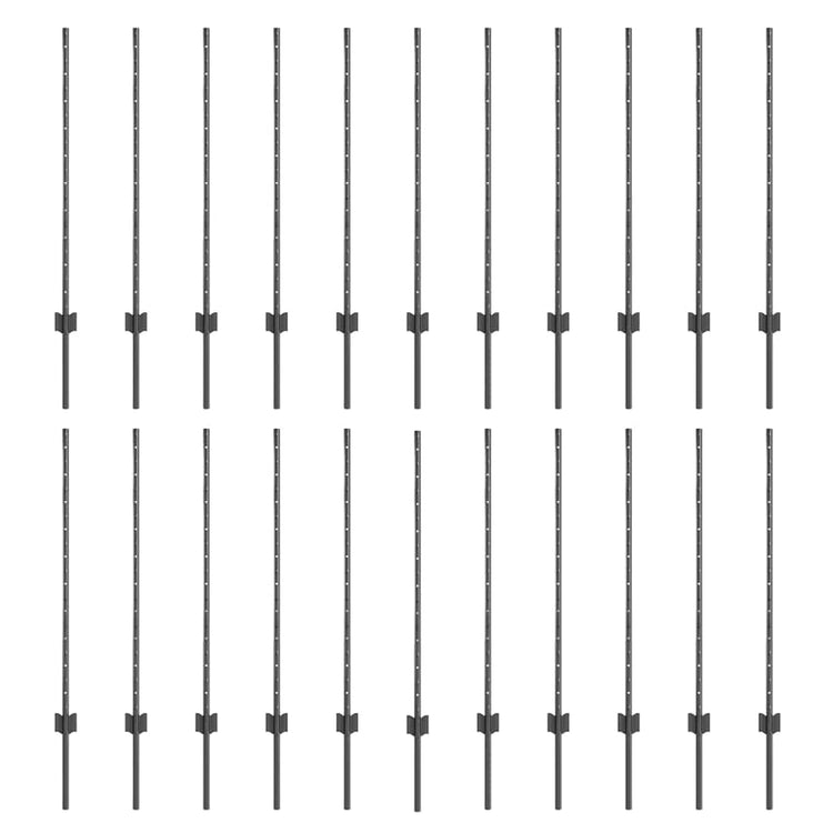 Vidaxl poteau de clôture 22 pcs gris 140 cm acier