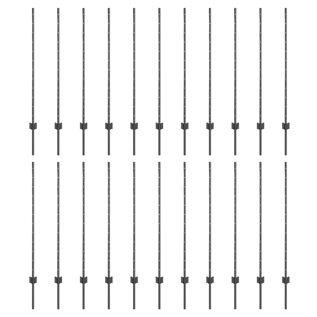 Vidaxl poteau de clôture 22 pcs gris 160 cm acier
