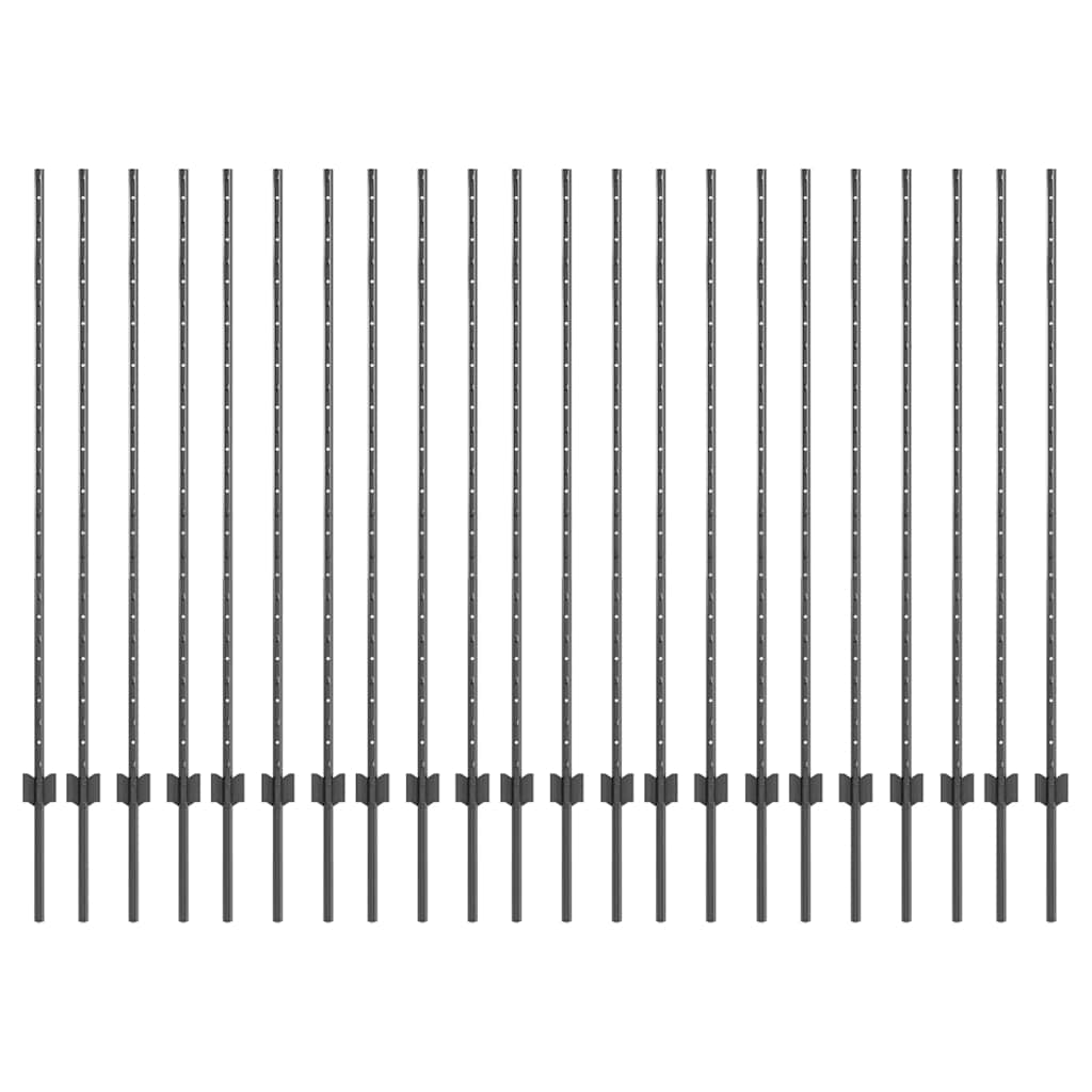 Vidaxl poteau de clôture 22 pcs gris 180 cm acier