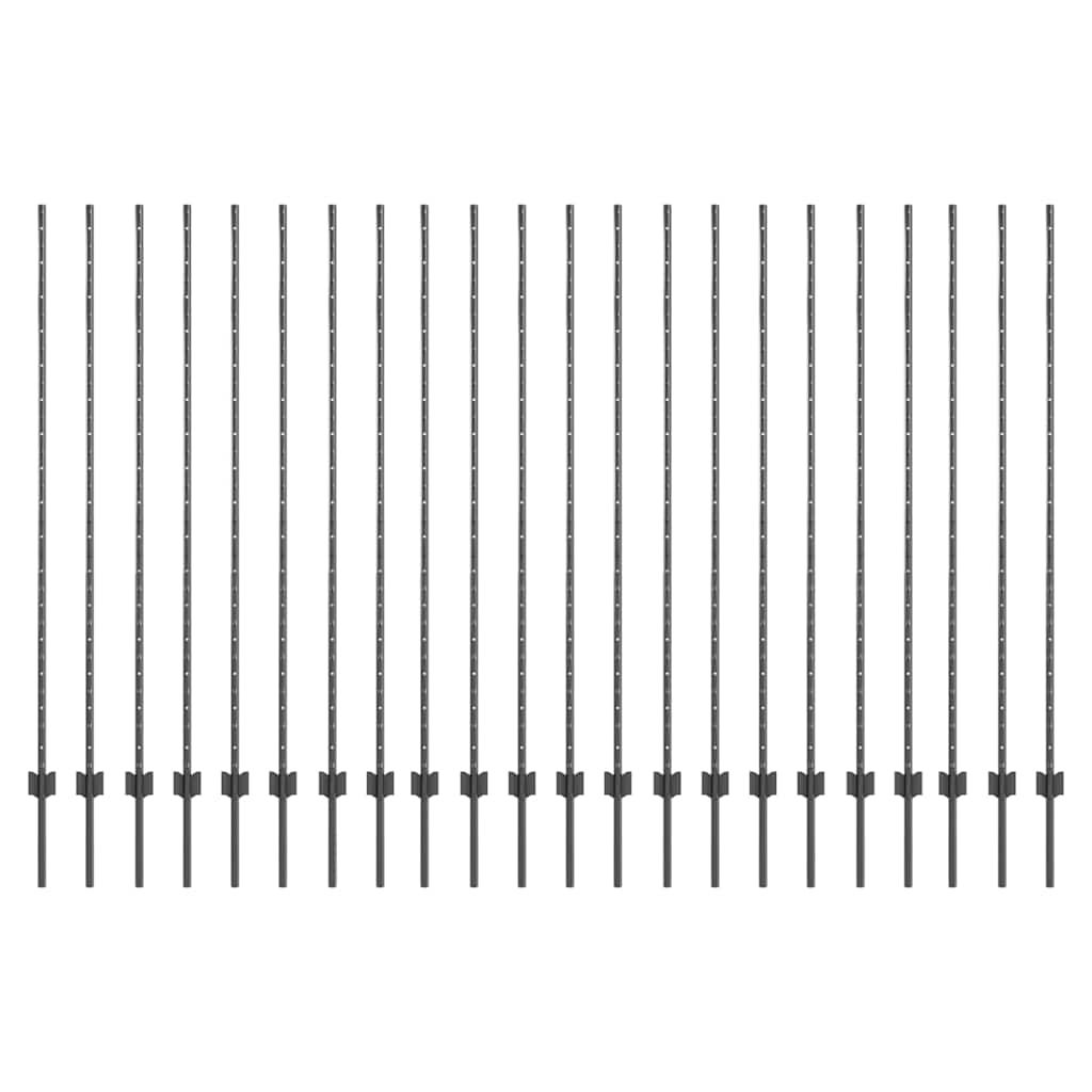 Vidaxl poteau de clôture 22 pcs gris 200 cm acier