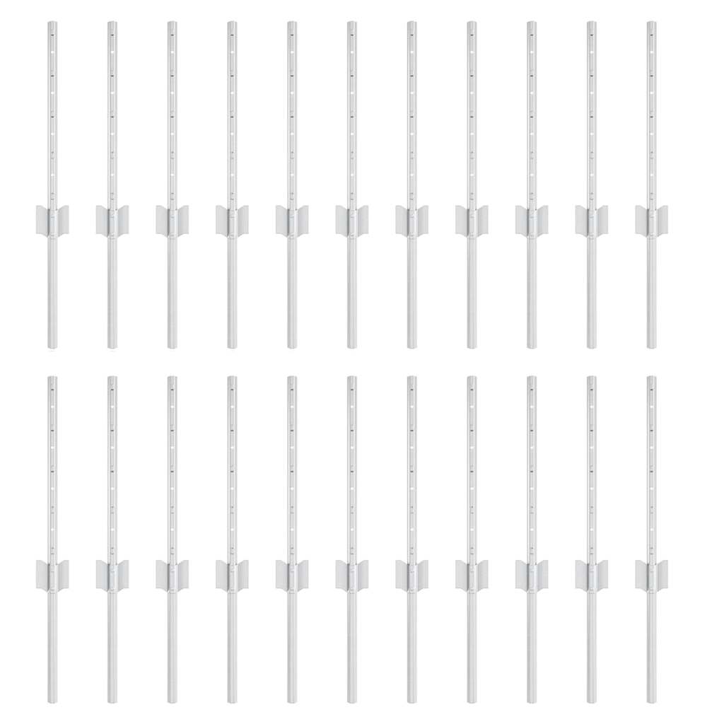 Vidaxl poteau de clôture 22 pcs argent 80 cm acier