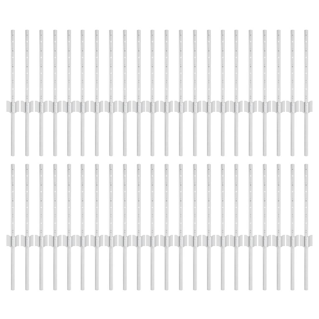 Vidaxl poteau de clôture 44 pcs argent 80 cm acier