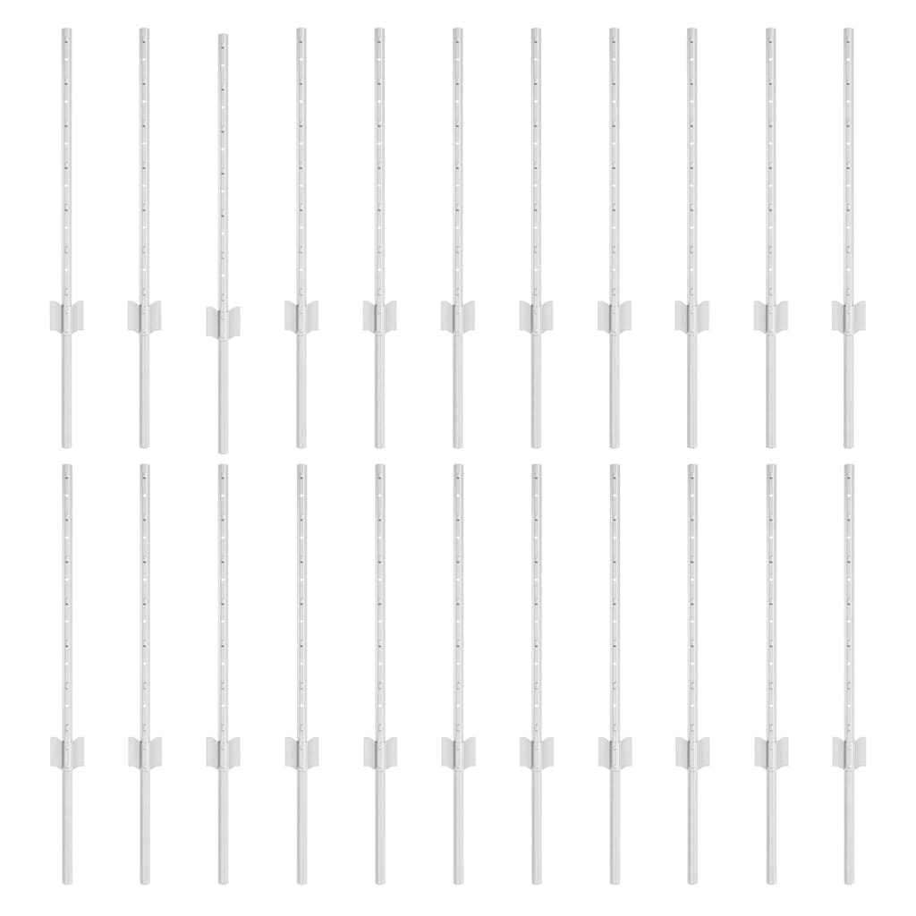 Vidaxl poteau de clôture 22 pcs argent 100 cm acier