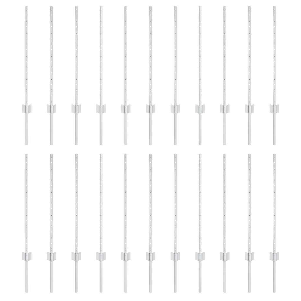 Vidaxl poteau de clôture 22 pcs argent 120 cm acier
