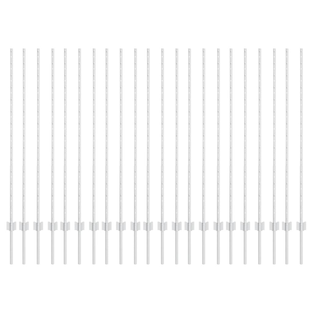 Vidaxl poteau de clôture 22 pcs argent 180 cm acier