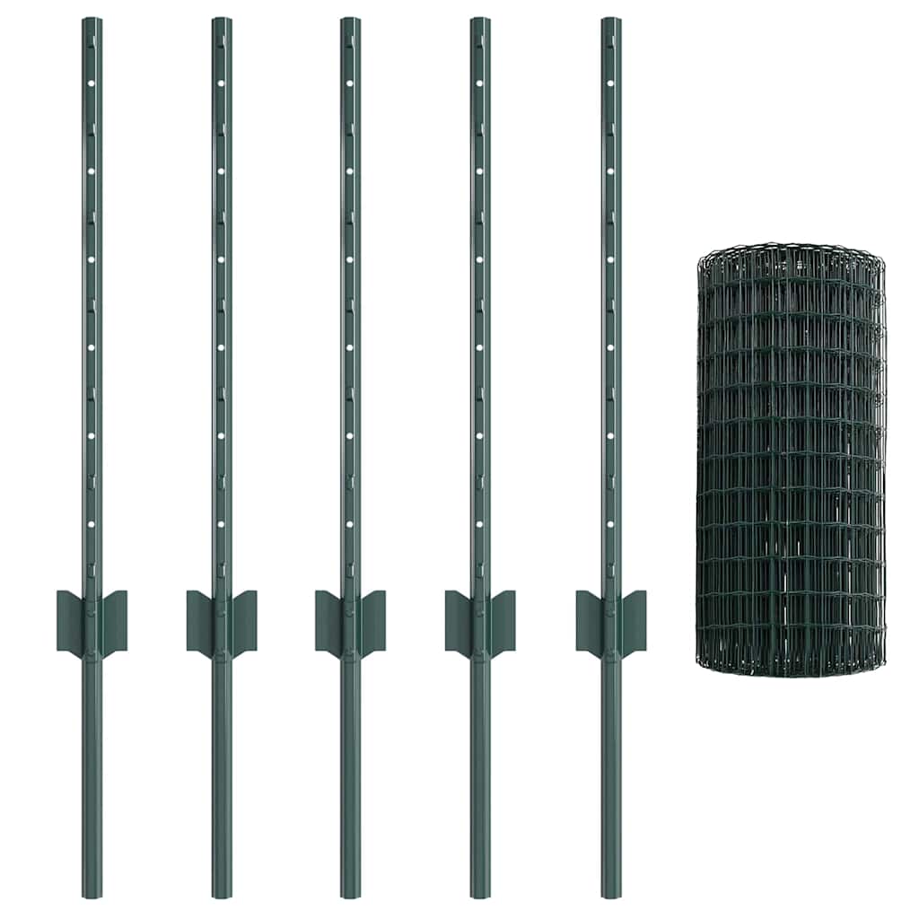 Clôture Vidaxxl avec poteau vert 0,6 x 10 m acier et PVC