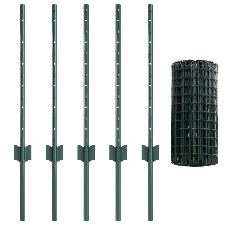 Clôture Vidaxxl avec poteau vert 0,6 x 10 m acier et PVC