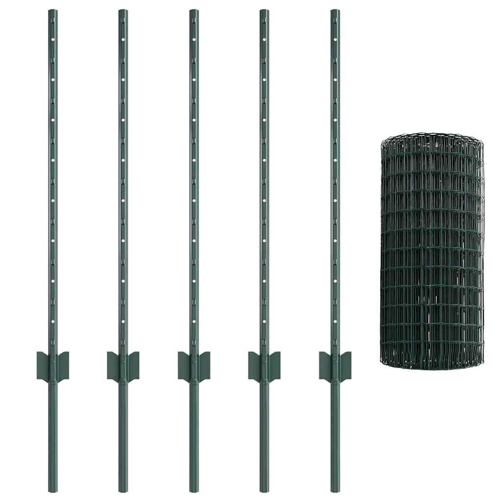 Clôture Vidaxl avec poteau vert 0,8 x 10 m acier et PVC