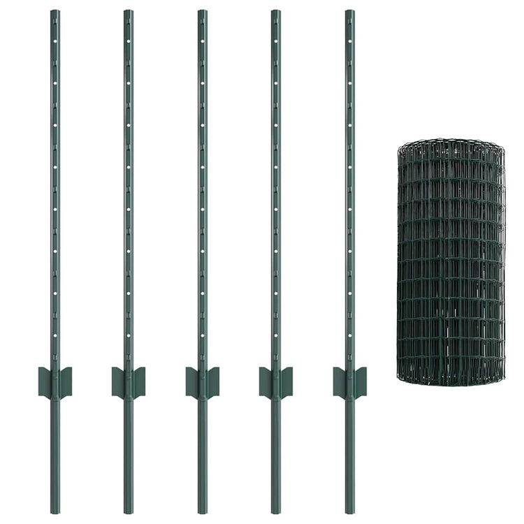 Clôture Vidaxl avec poteau vert 0,8 x 10 m acier et PVC
