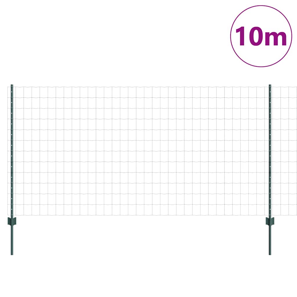 Clôture Vidaxxl avec poteau vert 1,2 x 10 m acier et PVC