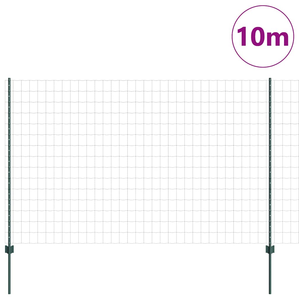 Clôture Vidaxl avec poteau vert 1,6 x 10 m acier et PVC