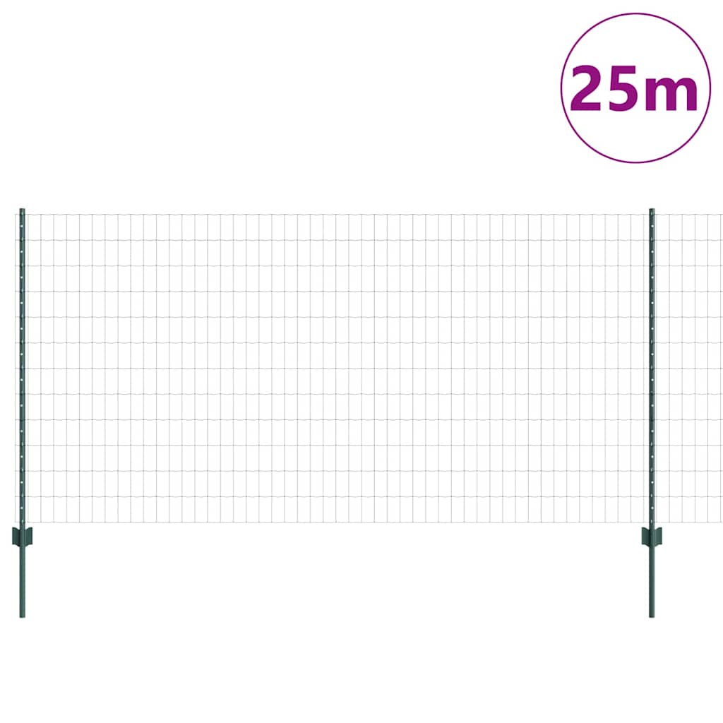 Clôture Vidaxl avec poteau vert 1,2 x 25 m acier et PVC