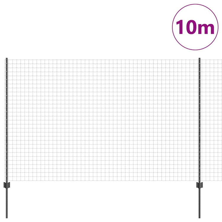 Clôture Vidaxl avec poteau gris 1,5 x 10 m acier et PVC