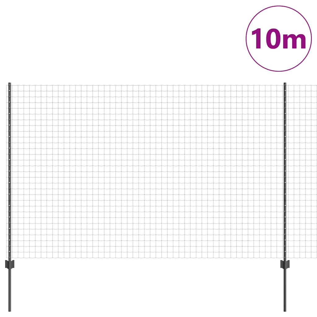 Clôture Vidaxl avec poteau gris 1,6 x 10 m acier et PVC