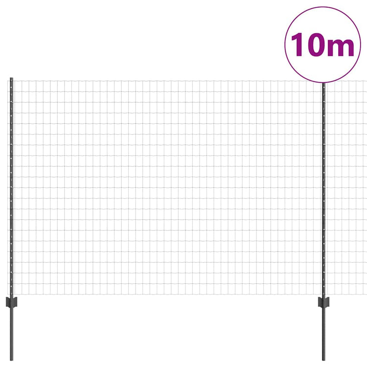 Clôture Vidaxl avec poteau gris 1,6 x 10 m acier et PVC