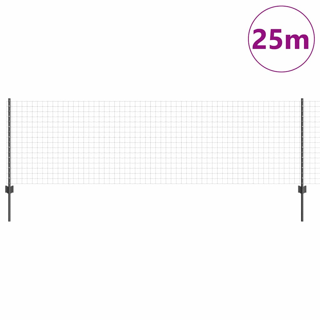 Clôture Vidaxl avec poteau gris 0,8 x 25 m acier et PVC