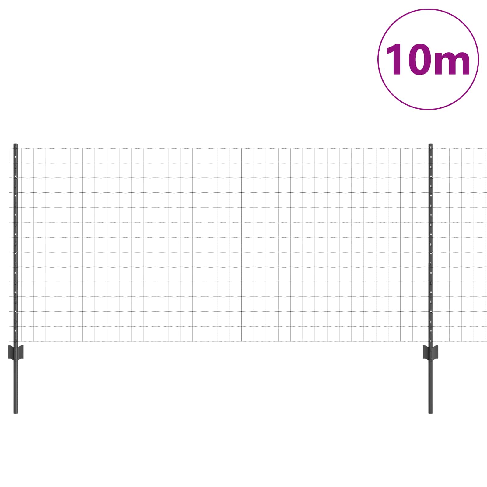 Vidaxxl clôture avec poteau gris 1 x 10 m acier
