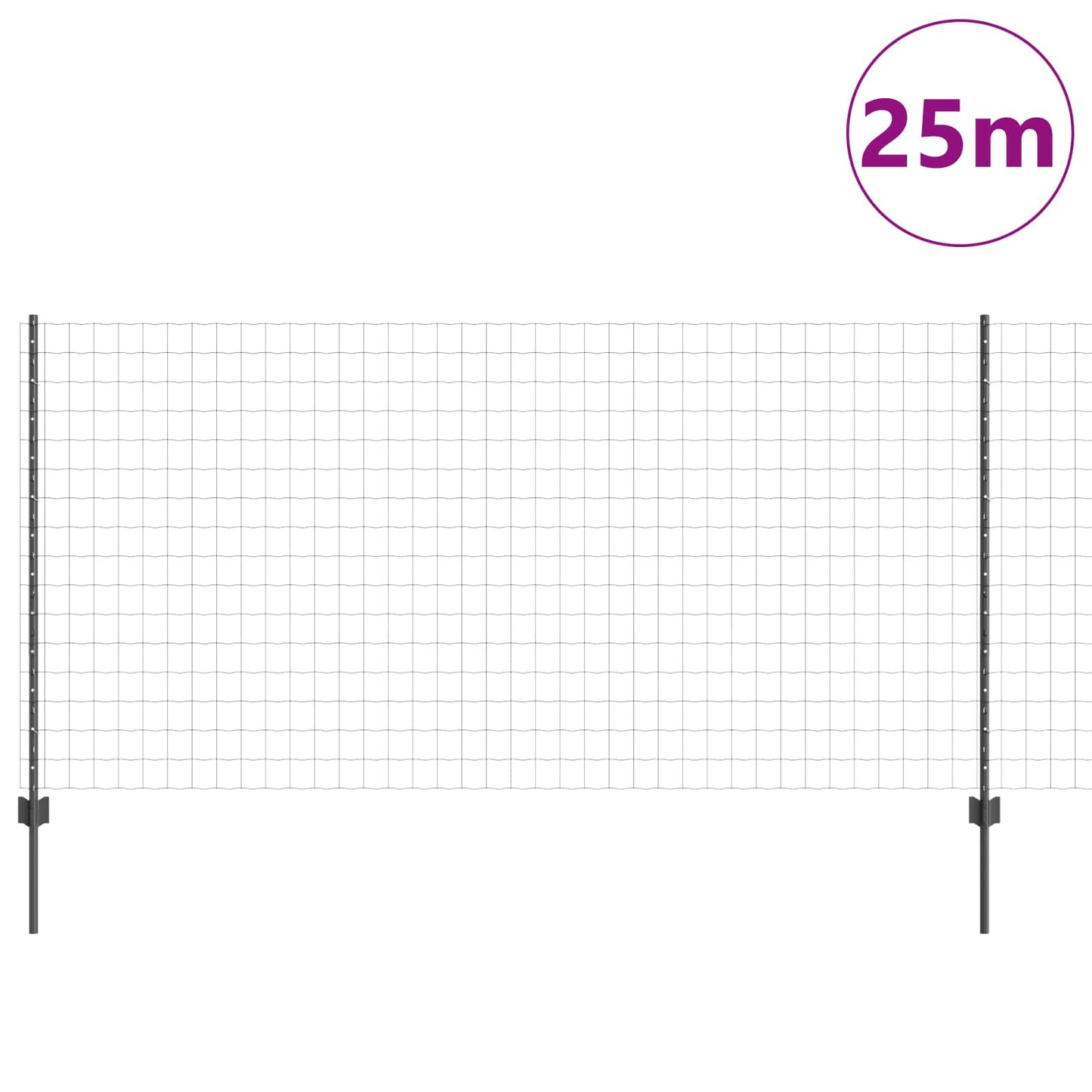 Clôture Vidaxxl avec poteau gris 1,2 x 25 m en acier