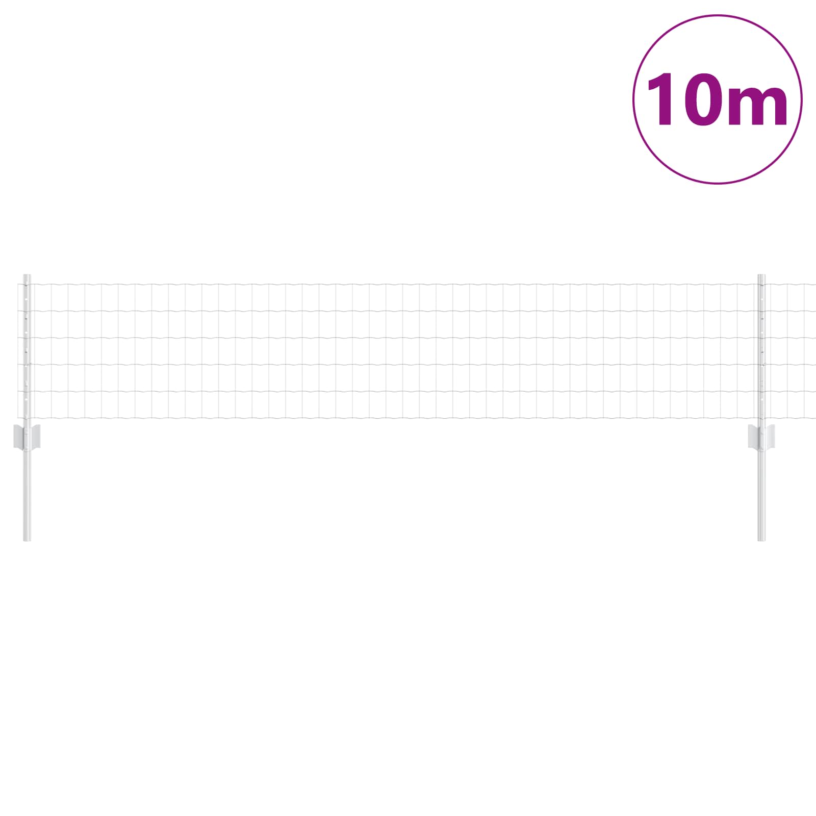 Clôture Vidaxxl avec poteau argent 0,4 x 10 m en acier
