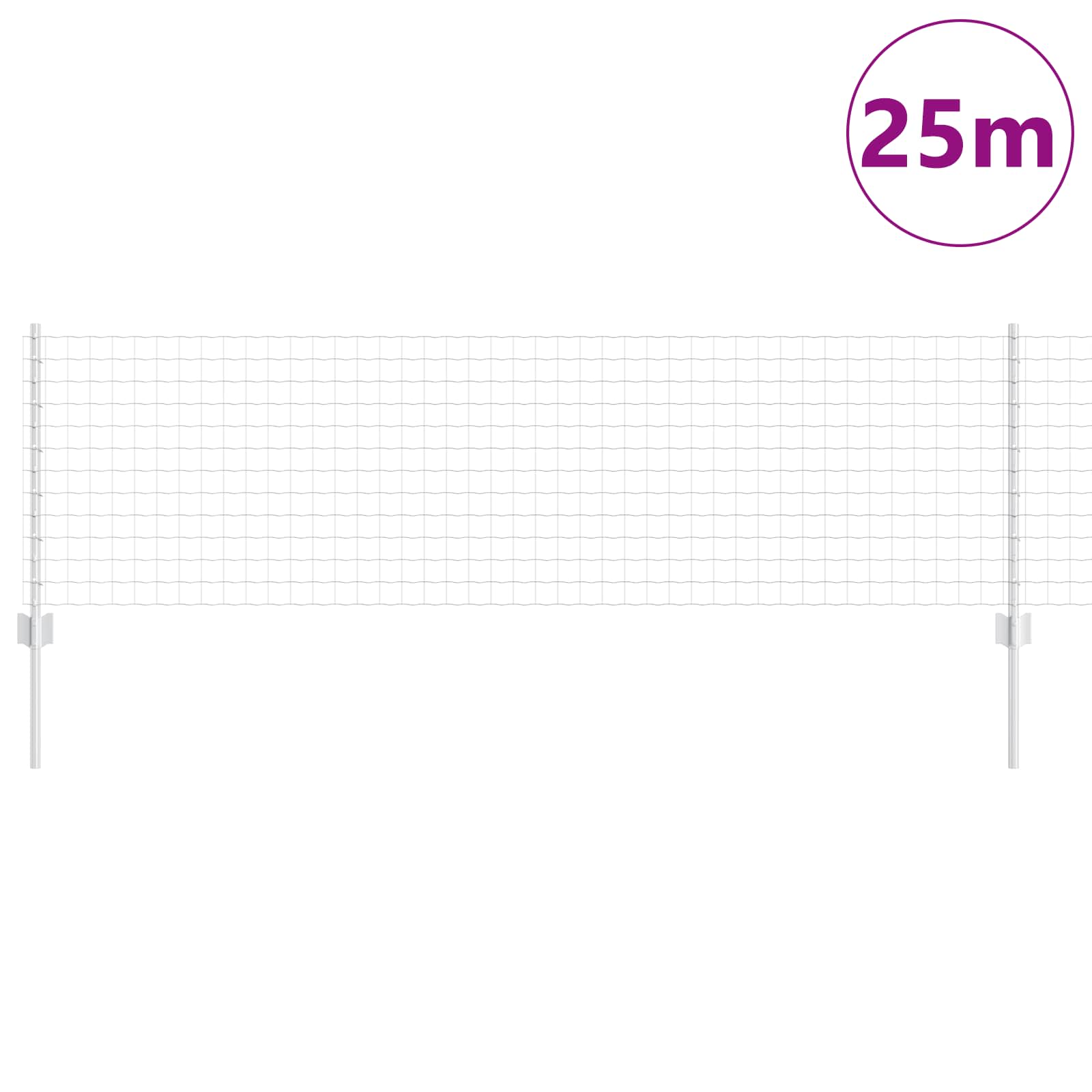 Clôture Vidaxxl avec poteau argent 0,6 x 25 m en acier